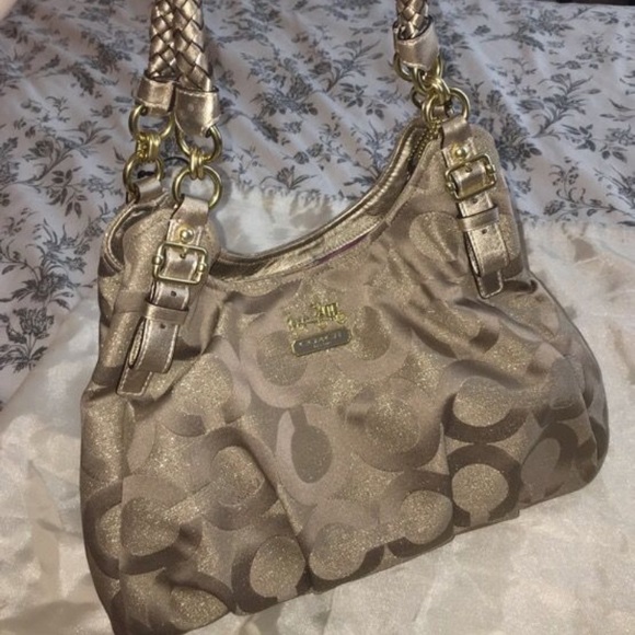 Coach Handbags - Large Tan/Gold Coach Purse